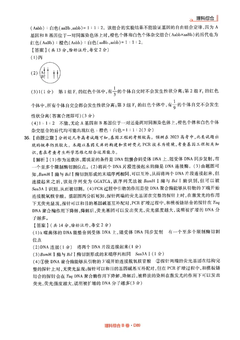 理综答案(1)_2023高考押题卷_2023高考快递临考（全国卷新教材）