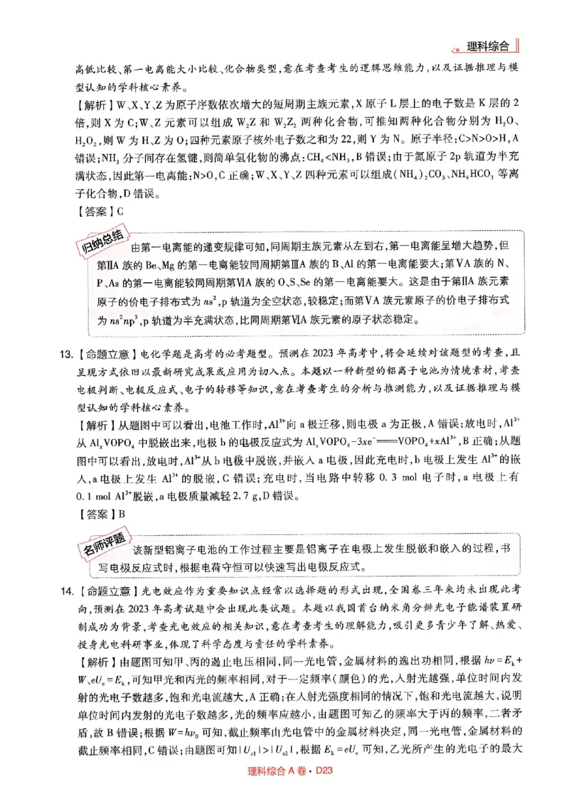 理综答案(1)_2023高考押题卷_2023高考快递临考（全国卷新教材）