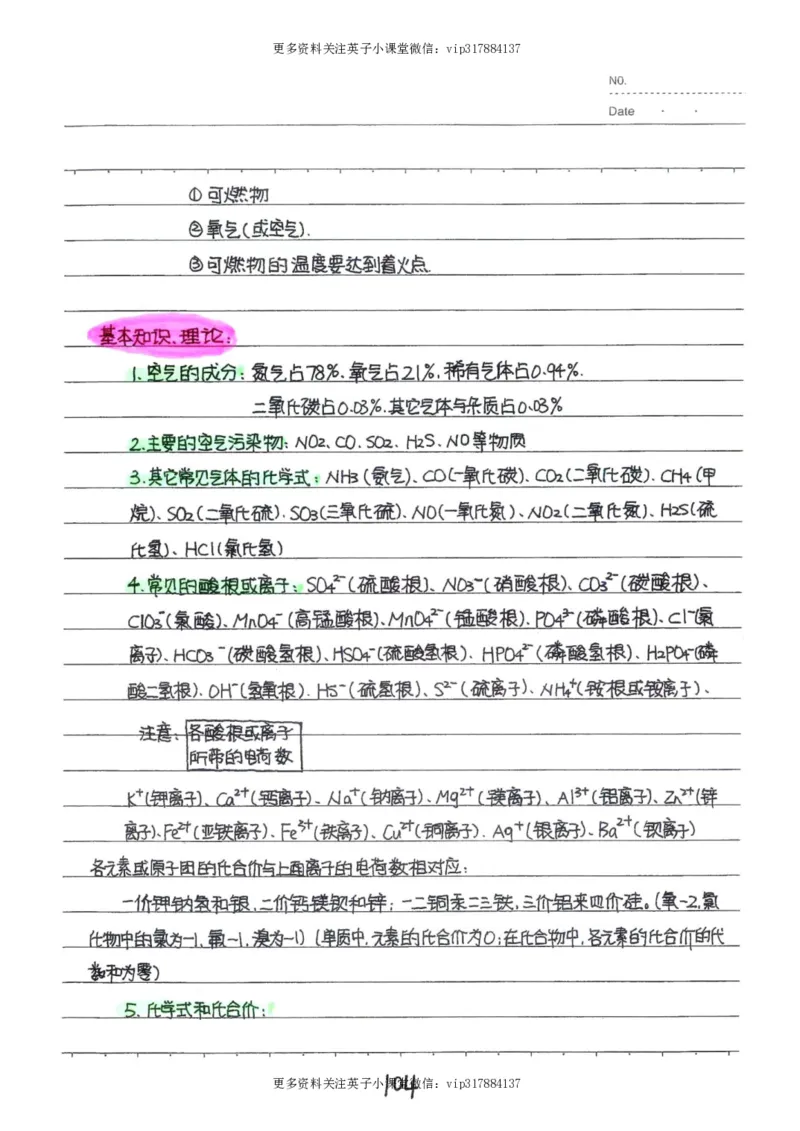 8）中考化学状元笔记（142页）_赠送小初高学霸笔记等_赠_中考状元笔记