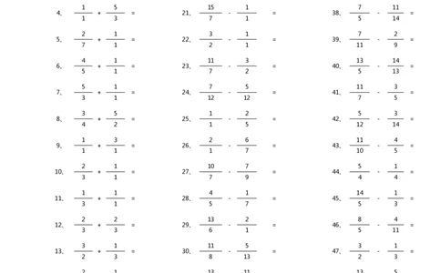 分数加减混合第31~50篇（初级）_编码0121-6年级数学口算计算_口算题（适合5年级）_分数-加减混合（280篇）_（分数）加减混合初级（100篇）