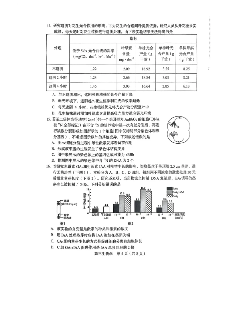 2023届福建省龙岩市高三下学期3月教学质量检测生物试题(1)_2024年2月_022月合集_2023届福建省龙岩市高三3月教学质量检测3.2-3