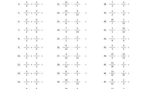 分数加减混合第71~90篇（初级）_编码0121-6年级数学口算计算_口算题（适合5年级）_分数-加减混合（280篇）_（分数）加减混合初级（100篇）