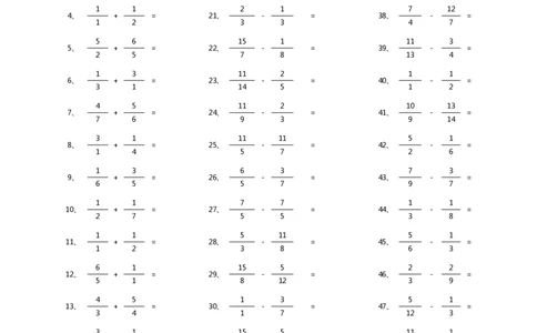 分数加减混合第71~90篇（初级）_编码0121-6年级数学口算计算_口算题（适合5年级）_分数-加减混合（280篇）_（分数）加减混合初级（100篇）
