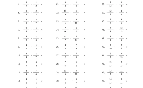 分数加减混合第71~90篇（初级）_编码0121-6年级数学口算计算_口算题（适合5年级）_分数-加减混合（280篇）_（分数）加减混合初级（100篇）