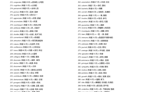 四级1000高频词无音标_英语四六级整合_英语四六级真题版本一此版本可作为补充_大学英语CET4_X0_02-高频词汇+答题卡