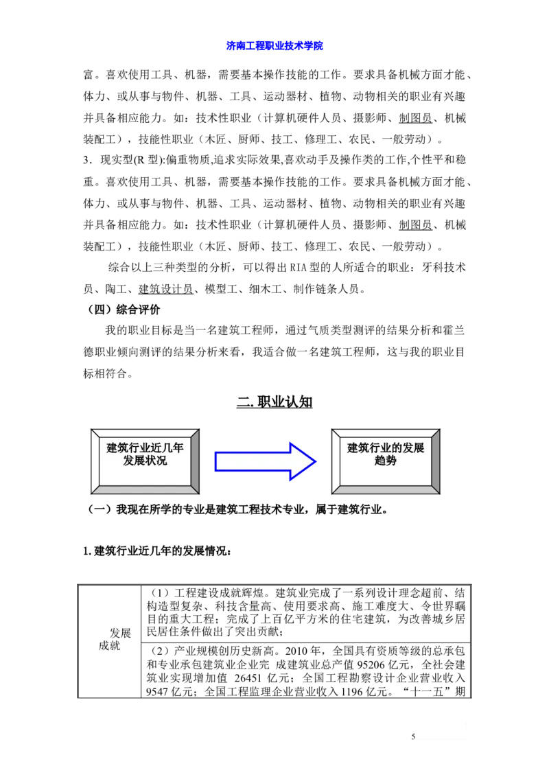 建筑工程技术职业生涯规划书范文_E6-职业规划_39建筑学专业