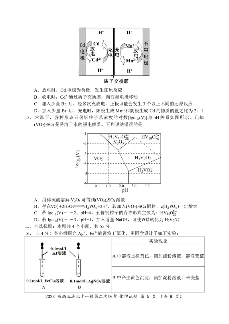 2023届高三十一校第二次联考化学_2024年2月_01每日更新_16号_2023届高三湖北十一校第二次联考全科_2023届高三湖北十一校第二次联考化学