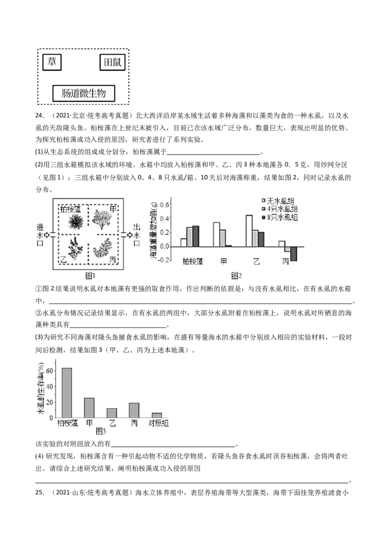 专题22生态系统和环境保护（原卷卷）_近10年高考真题汇编（必刷）_十年（2014-2024）高考生物真题分项汇编（全国通用）_十年（2014-2023）高考生物真题分项汇编（全国通用）