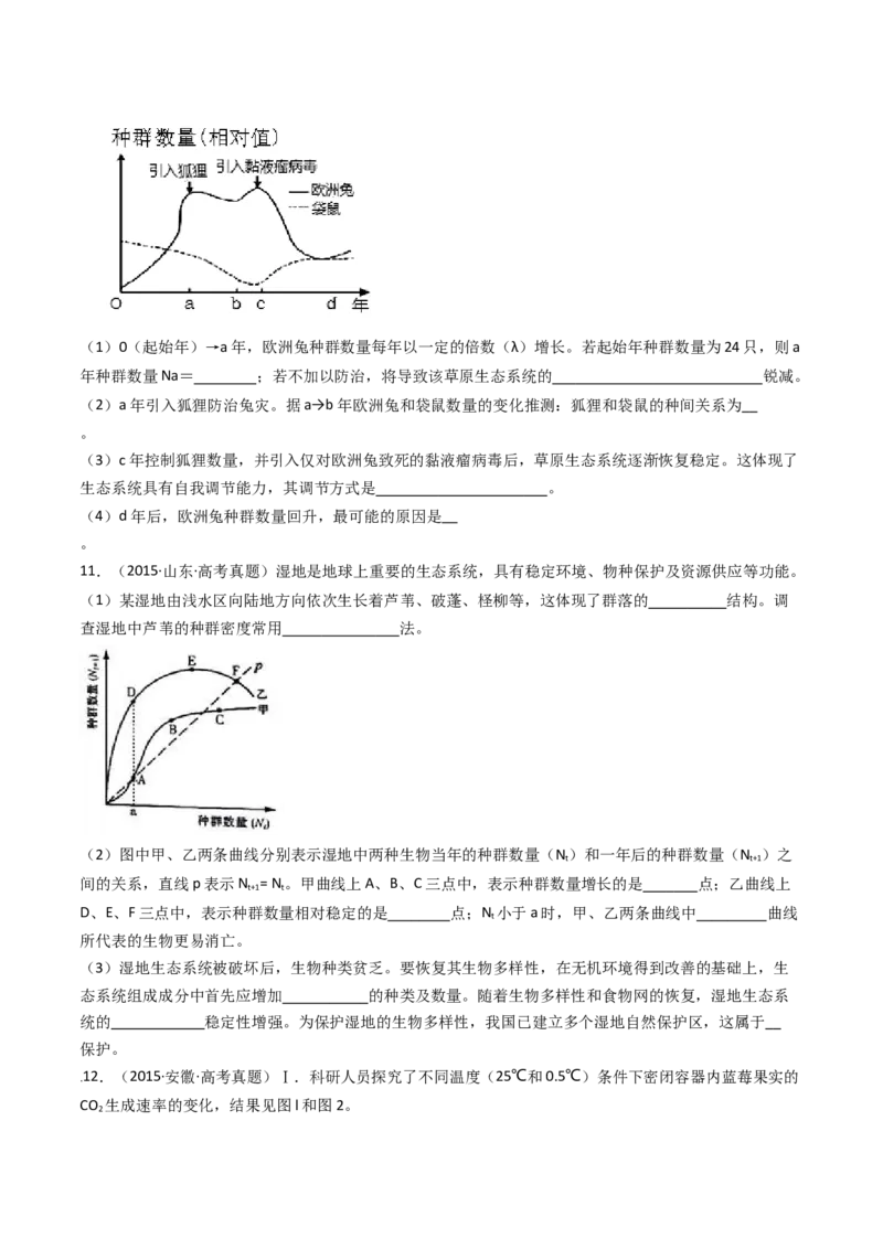 专题22生态系统和环境保护（原卷卷）_近10年高考真题汇编（必刷）_十年（2014-2024）高考生物真题分项汇编（全国通用）_十年（2014-2023）高考生物真题分项汇编（全国通用）