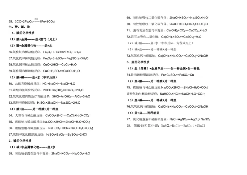 品优教学初中化学反应方程式(全)_赠送小初高学霸笔记等_小初高知识点_小初高知识点_中考化学知识点