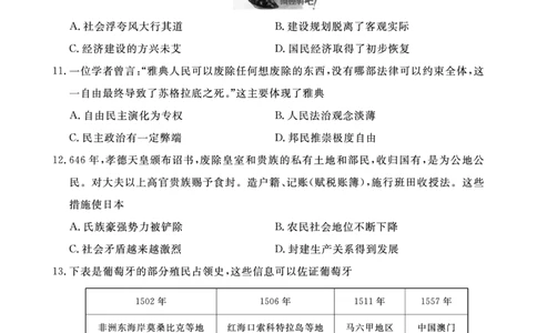 江西省2024届高三名校9月联合测评历史(1)_2023年9月_029月合集_2024届江西省高三名校9月联合测评