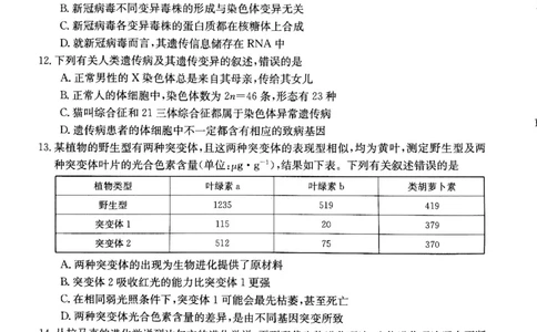 甘肃省白银市靖远县2022-2023学年高三上学期开学考试生物试题(1)_2023年7月_027月合集_2023届金太阳高三9月百万联考1003C