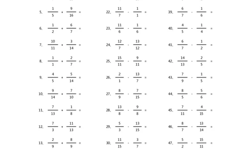 分数加减混合第41-60篇（高级）_编码0121-6年级数学口算计算_口算题（适合5年级）_分数-加减混合（280篇）_（分数）加减混合高级2～（80篇）