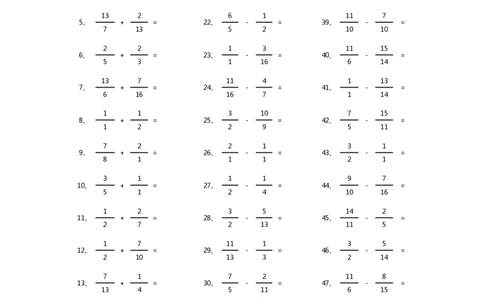 分数加减混合第41-60篇（高级）_编码0121-6年级数学口算计算_口算题（适合5年级）_分数-加减混合（280篇）_（分数）加减混合高级2～（80篇）