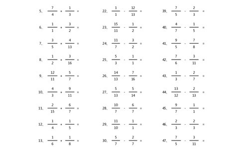 分数加减混合第41-60篇（高级）_编码0121-6年级数学口算计算_口算题（适合5年级）_分数-加减混合（280篇）_（分数）加减混合高级2～（80篇）
