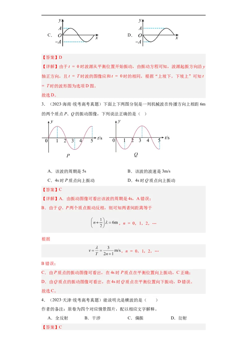 专题13机械振动机械波(解析版)_赠送：2008-2024全套高考真题_高考物理真题_送高考物理五年真题(2019-2023)分项汇编（全国通用）