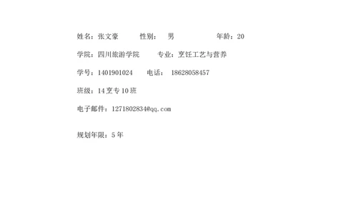厨师五年职业规划_E6-职业规划_94其他专业