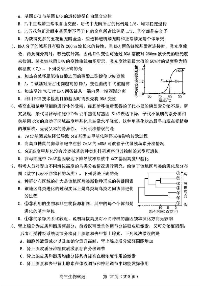 2024届山东省烟台、德州市高三下学期二模生物试题(1)_2024年5月_025月合集_2024届山东省烟台市德州市高三下学期二模考试