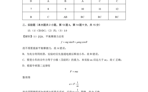 物理参考答案(1)_2023年10月_0210月合集_2024届云南省高三上学期10月第一次质量检测_云南省2024届高三上学期10月第一次质量检测物理