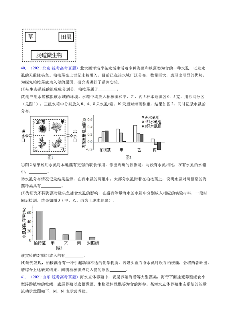专题18生态系统-五年（2019-2023）高考生物真题分项汇编（全国通用）（原卷版）_赠送：2008-2024全套高考真题_高考生物真题_送高考生物五年真题(2019-2023)分项汇编（全国通用）