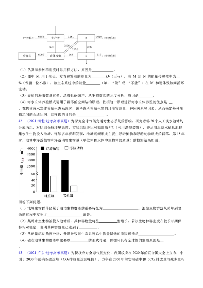 专题18生态系统-五年（2019-2023）高考生物真题分项汇编（全国通用）（原卷版）_赠送：2008-2024全套高考真题_高考生物真题_送高考生物五年真题(2019-2023)分项汇编（全国通用）