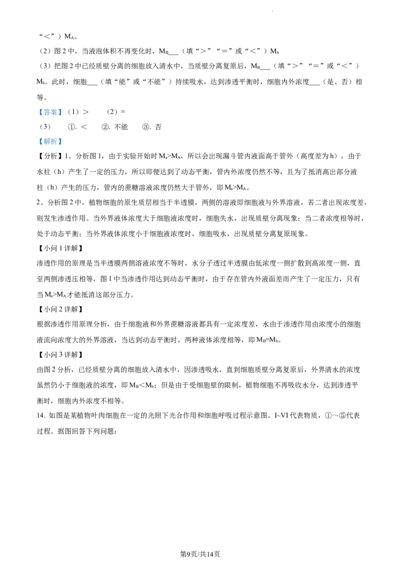 精品解析：天津市朱唐庄中学2023-2024学年高三10月月考生物试题（解析版）(1)_2023年10月_0210月合集_2024届天津市朱唐庄中学高三上学期10月第一次检测