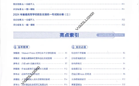 评分标准一题一模板英语-_2024高考押题卷_12024天星全系列_tx抢分密卷_tx抢分密卷（新高考）