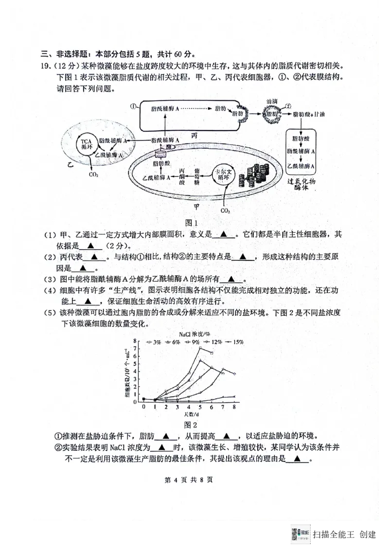 2024届江苏省南通市模拟预测生物试题_2024年5月_01按日期_30号_2024届江苏省南通市高考考前模拟高三练习卷(南通四模)_江苏省南通市2024届高考考前模拟高三练习卷(南通四模)生物试题