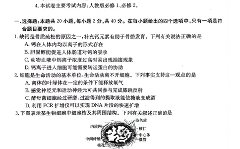 贵州省2024届高三10月金太阳大联考（24-111C）生物(1)_2023年10月_0210月合集_2024届贵州省高三10月金太阳大联考（24-111C）_贵州省2024届高三10月金太阳大联考（24-111C）生物