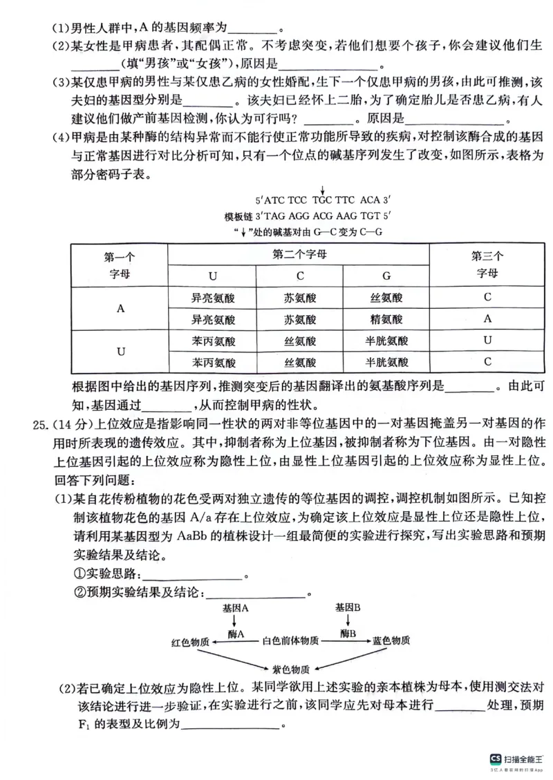 贵州省2024届高三10月金太阳大联考（24-111C）生物(1)_2023年10月_0210月合集_2024届贵州省高三10月金太阳大联考（24-111C）_贵州省2024届高三10月金太阳大联考（24-111C）生物