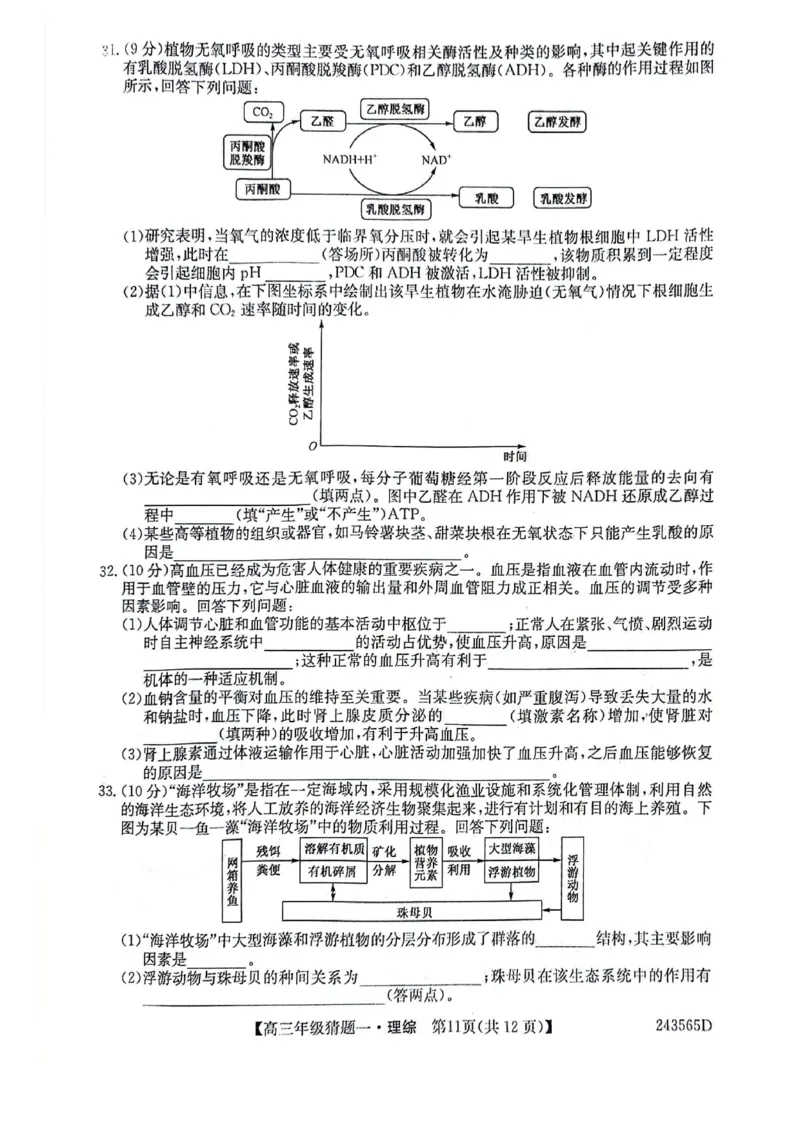 2024届河南省TOP二十名校联考高三年级5月猜题（一）理科综合试卷_2024年5月_01按日期_14号_2024届河南省TOP20名校高三5月联考猜题（一）