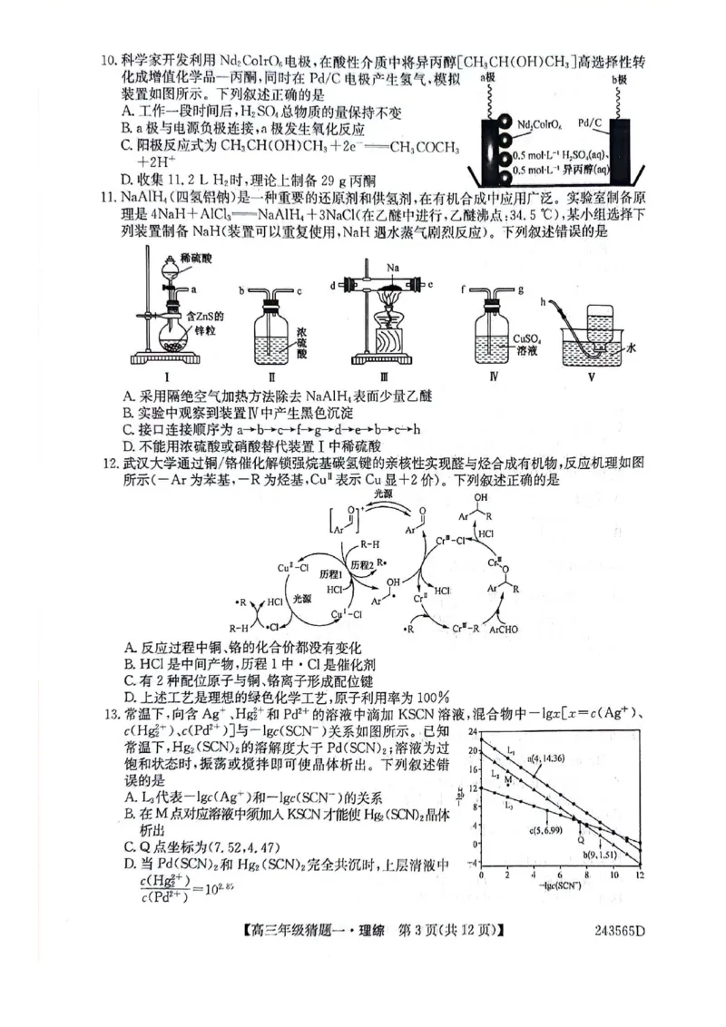 2024届河南省TOP二十名校联考高三年级5月猜题（一）理科综合试卷_2024年5月_01按日期_14号_2024届河南省TOP20名校高三5月联考猜题（一）
