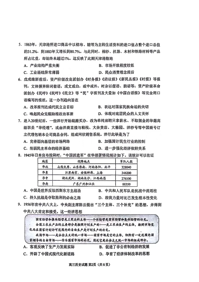 2024届山东省日照市校际联合考试高三一模（2月）历史_2024年3月_013月合集_2024届山东省日照市校际联合考试高三一模（2月）_2024届山东省日照市校际联合考试高三一模（2月）历史