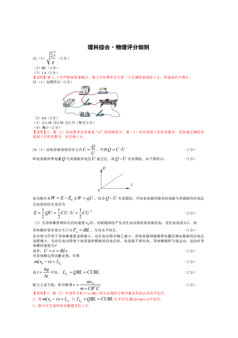 物理高三一评分细则_2023年8月_01每日更新_17号_2024届天一大联考顶尖计划高中毕业班第一次考试_天一大联考顶尖计划2024届高中毕业班第一次考试理综
