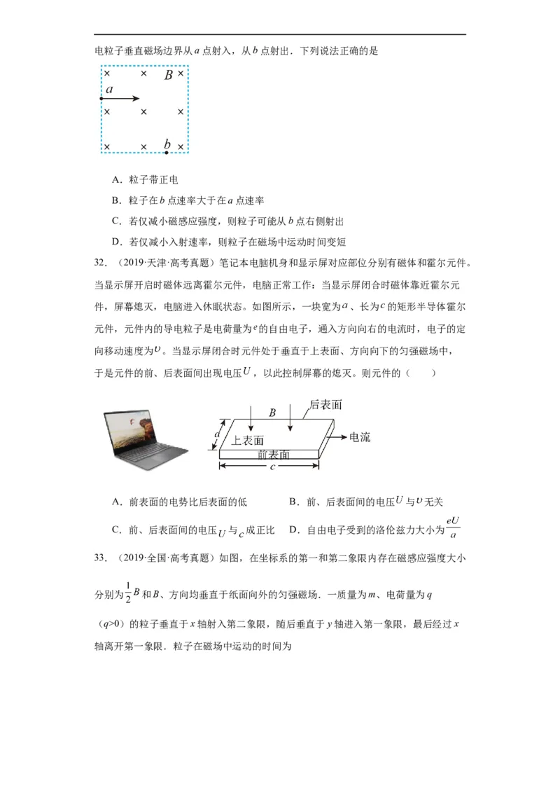 专题09磁场(原卷版)_赠送：2008-2024全套高考真题_高考物理真题_送高考物理五年真题(2019-2023)分项汇编（全国通用）