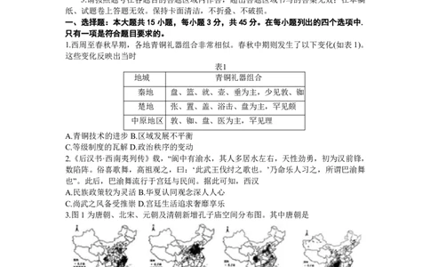 2024届山东省潍坊市高三下学期二模历史试题(1)_2024年5月_025月合集_2024届山东省潍坊市高三下学期二模