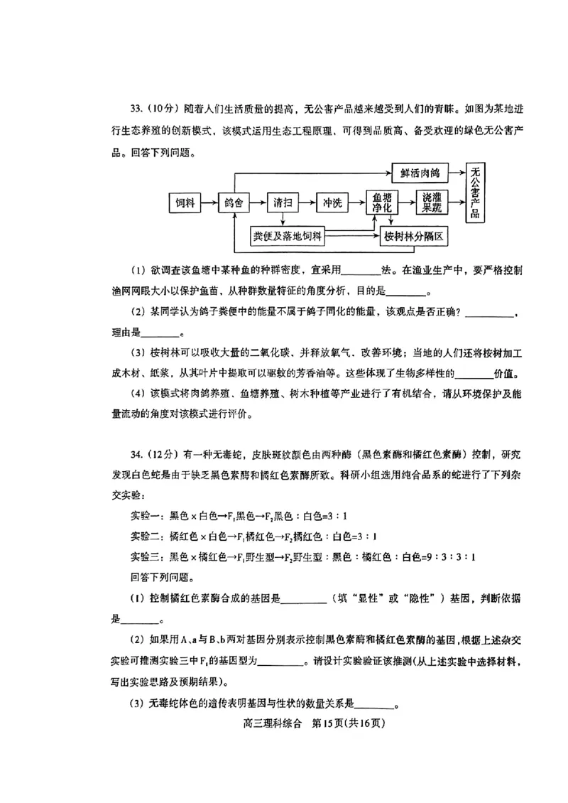 2024届河南省济洛平许四市高三下学期第三次质量检测（三模）理综试题_2024年3月_013月合集_2024届河南省济洛平许四市高三3月第三次质量检测