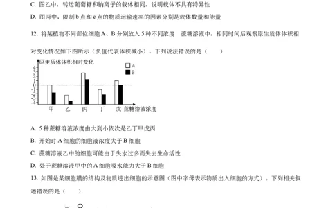 精品解析：四川省成都市石室中学2023-2024学年高三上学期开学生物试题（原卷版）_2023年9月_01每日更新_3号_2024届四川省成都市石室中学高三上学期开学考试