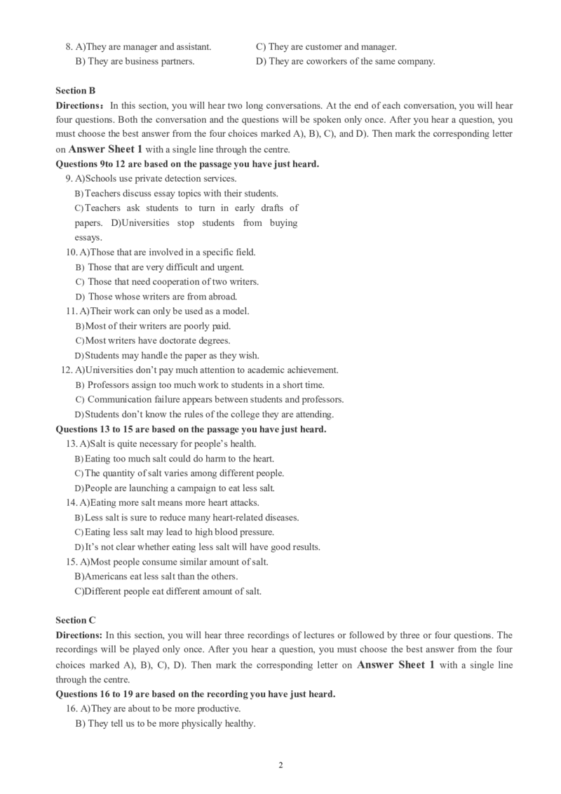 六级通关模拟卷第一套_英语四六级整合_英语四六级真题版本一此版本可作为补充_大学英语CET6_X0_03-六级模拟题_六级模拟题1-5套（赠送）_六级通关模拟卷（1）