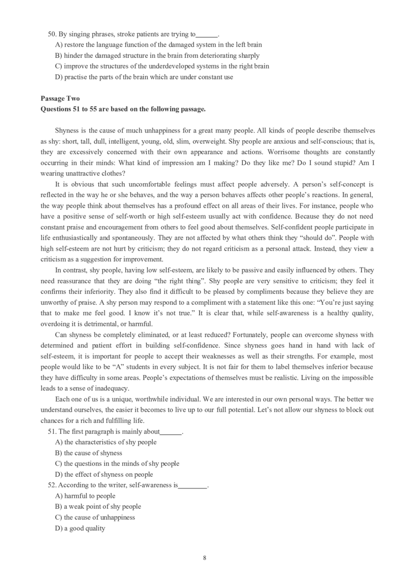 六级通关模拟卷第一套_英语四六级整合_英语四六级真题版本一此版本可作为补充_大学英语CET6_X0_03-六级模拟题_六级模拟题1-5套（赠送）_六级通关模拟卷（1）