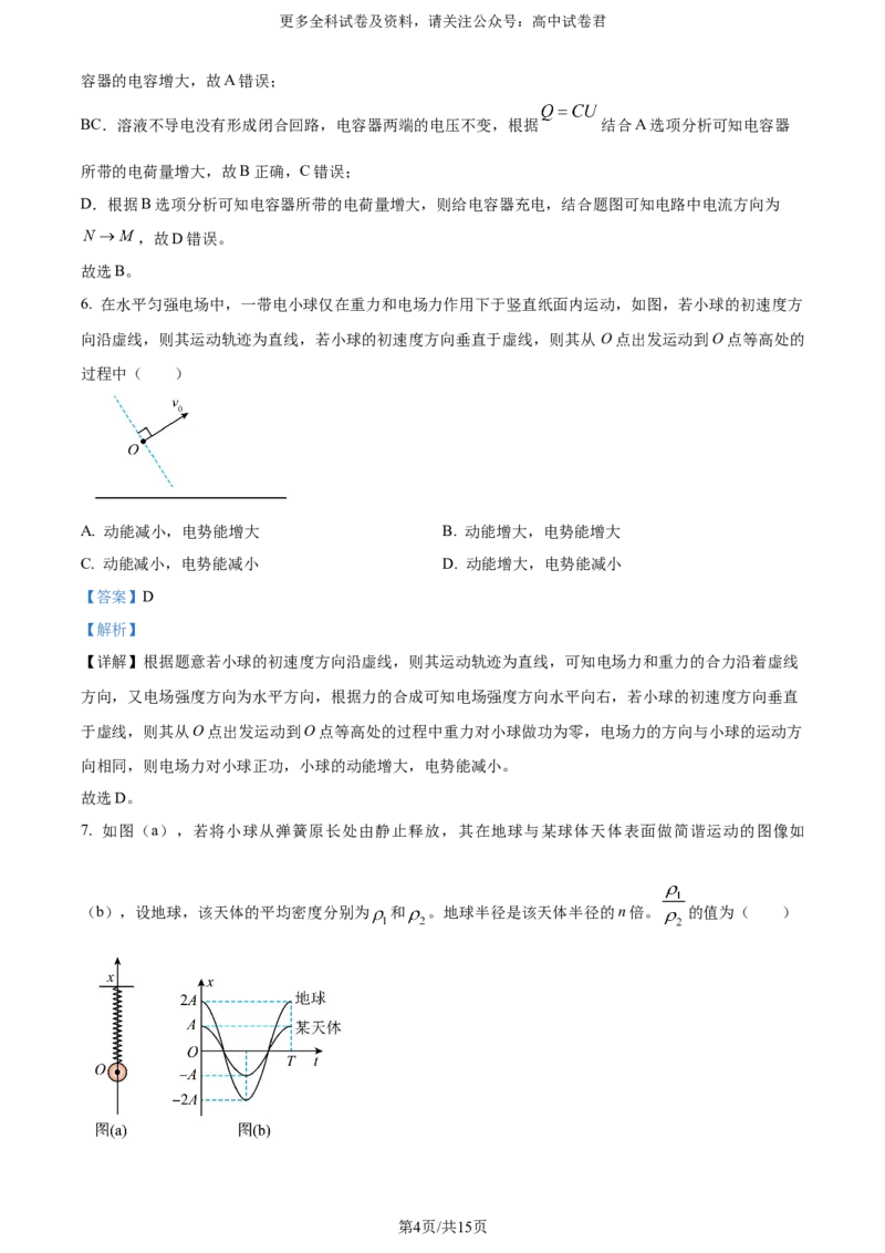 精品解析：2024年高考辽宁卷物理真题（解析版）_2024年高考真题卷_2024年新高考黑龙江、吉林、辽宁高考真题_2024年新高考辽宁卷物理高考真题解析+参考版+适用地区辽宁+黑龙江+吉林