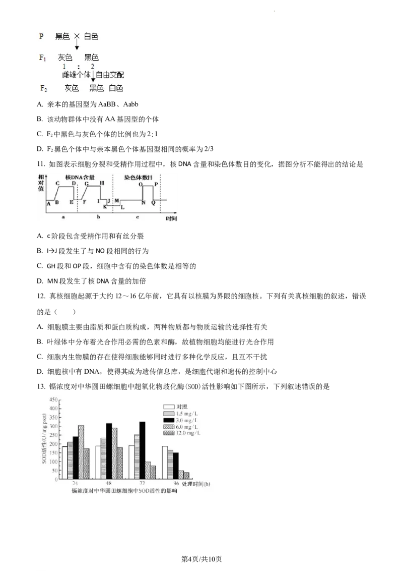 精品解析：辽宁省北镇市三中2023-2024学年高三上学期第二次月考生物试题（原卷版）(1)_2023年10月_0210月合集_2024届辽宁省北镇市第三高级中学高三上学期第二次月考