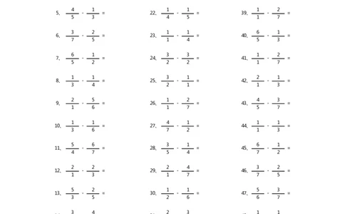 分数减法第61-80篇（初级）_编码0121-6年级数学口算计算_口算题（适合5年级）_分数-减法（200篇）_（分数）减法初级（100篇）