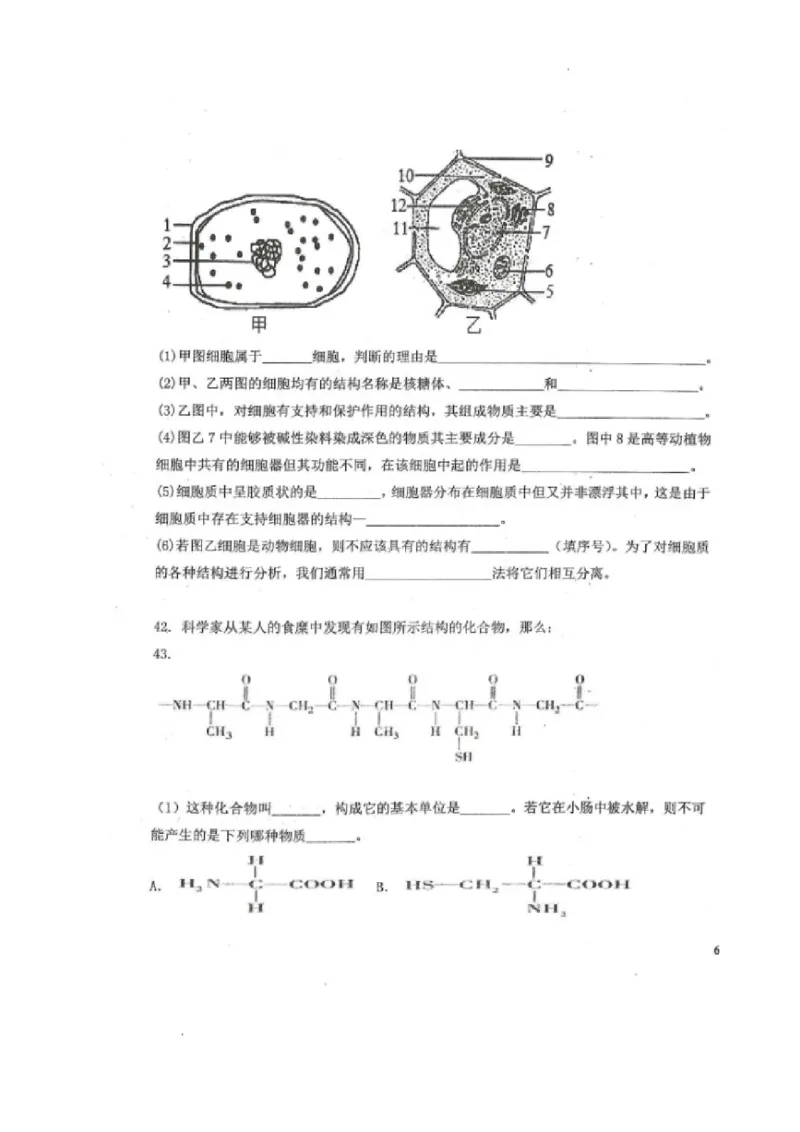 黑龙江省龙西北八校联合体2022-2023学年高三上学期开学考试生物试题(1)_2023年7月_027月合集_2023届黑龙江省龙西北八校联合体高三上学期开学考试