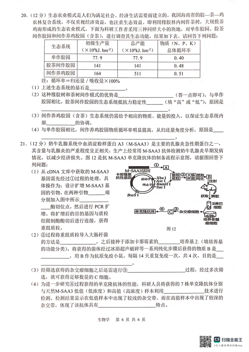 2024届&ldquo;贵百河&rdquo;4月高三质量调研联考试题（生物）_2024年4月_01按日期_18号_2024届广西&ldquo;贵百河&rdquo;4月高三质量调研联考_2024届&ldquo;贵百河&rdquo;4月高三质量调研联考试题（生物）