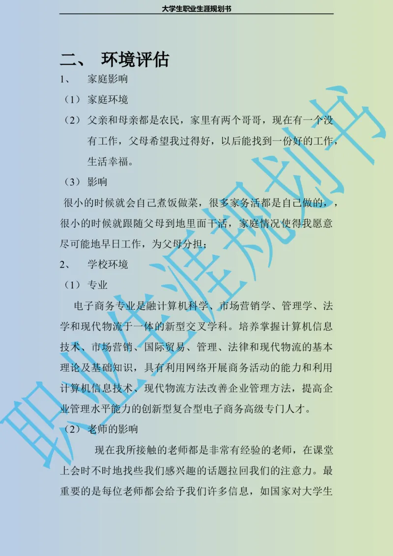 大学生职业生涯规划书电子商务专业_E6-职业规划_13电子商务专业