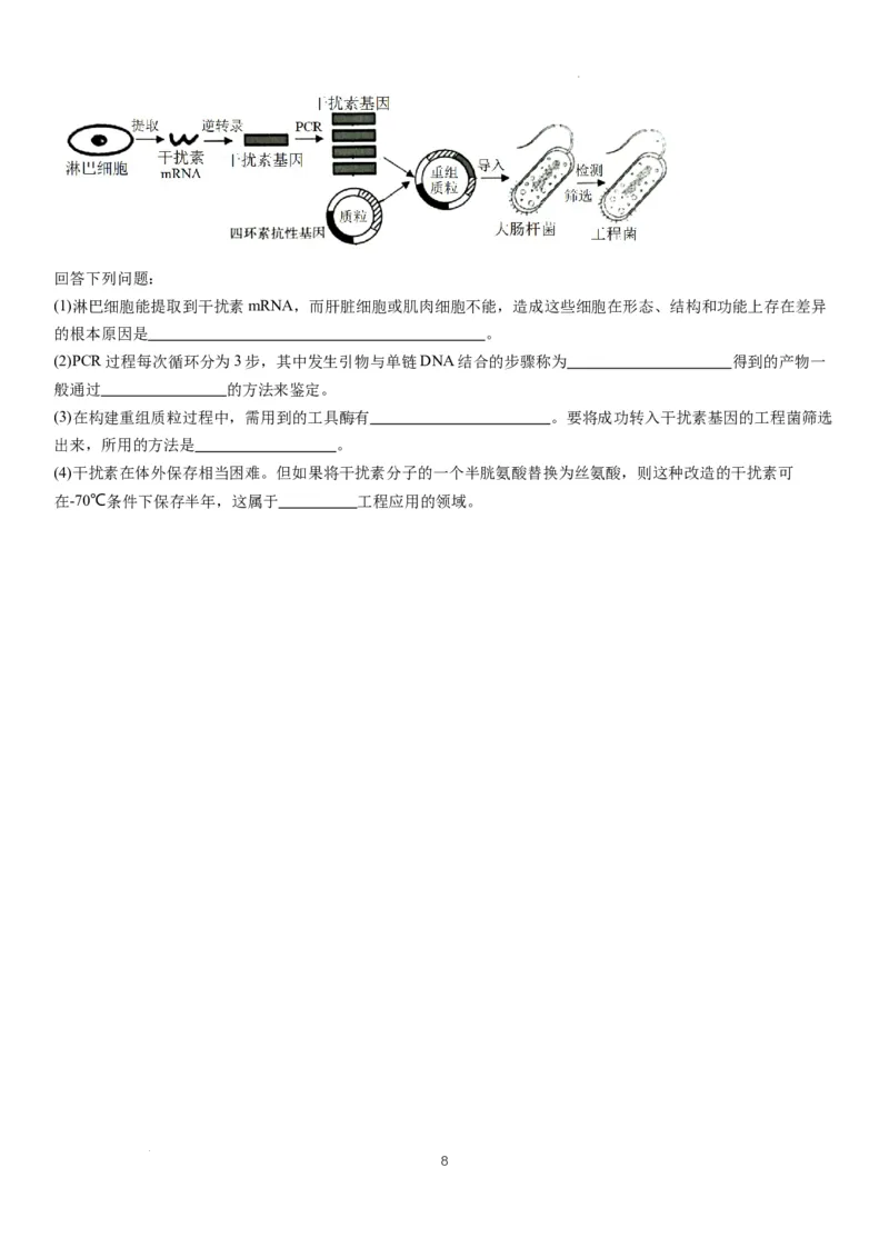 湖南省岳阳县一中2024届高三开学考试生物(1)_2023年8月_028月合集_2024届湖南省岳阳县一中高三开学考试