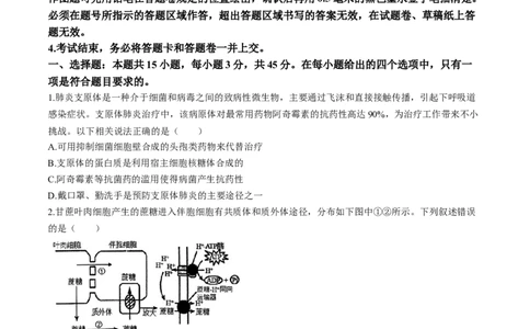 2024届安徽省合肥一中高三下学期最后一卷（三模）生物+答案_2024年5月_01按日期_28号_2024届安徽省合肥一中高三下学期最后一卷（三模）