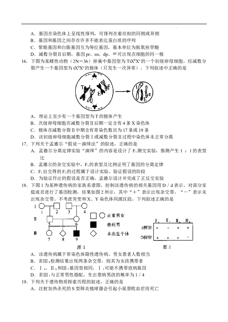 河南省中原名校联盟2024届高三上学期9月调研考试&mdash;&mdash;生物_2023年9月_01每日更新_22号_2024届河南省中原名校联盟高三上学期9月调研考试