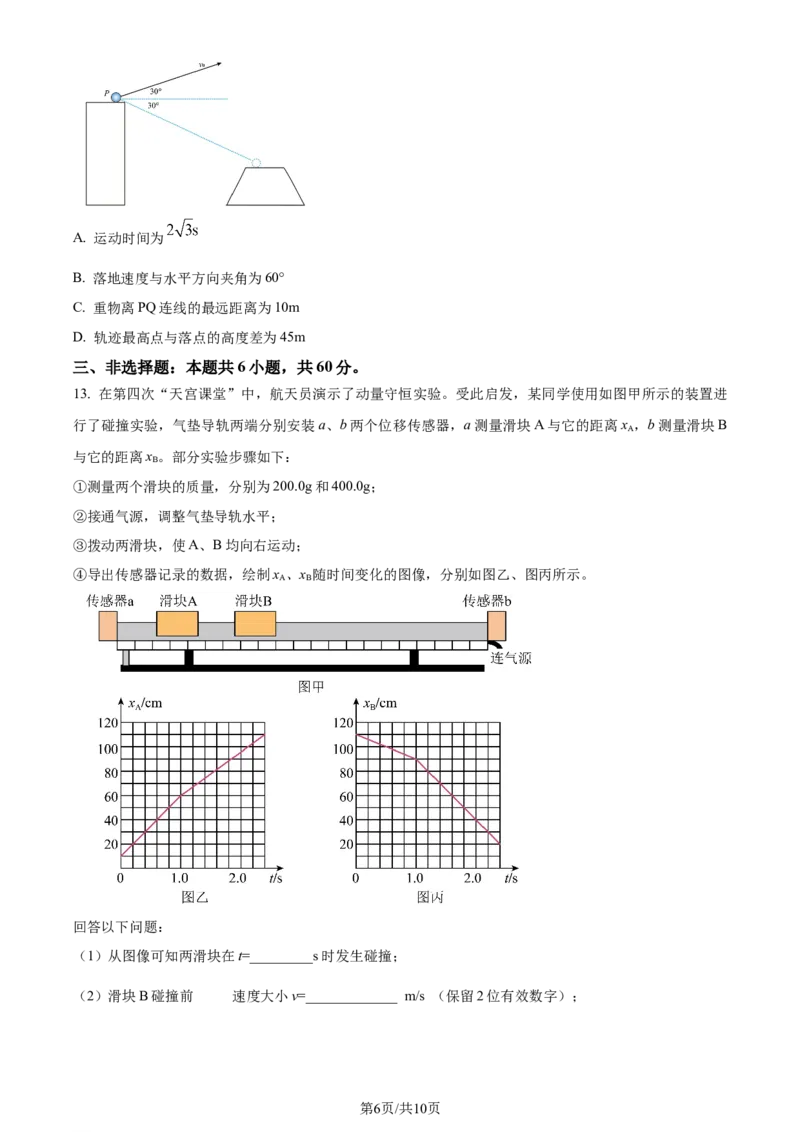 精品解析：2024年高考山东卷物理真题（原卷版）_2024年高考真题卷_2024年新高考山东高考真题_2024年新高考山东卷物理高考真题解析（参考版）